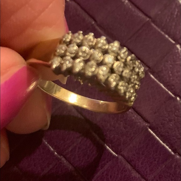 Diamond Ring-Vintage 27 Stone Natural Diamond Eternity Ring - Picture 1 of 5